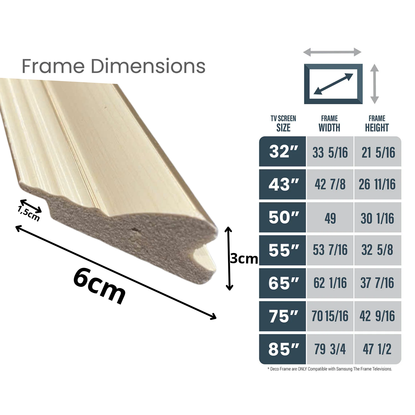 White Oak Textured TV Frame – Elegant Bezel for Samsung The Frame TV, Modern Minimalist Design