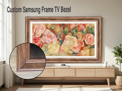 Samsung The Frame Bezel – Walnut Magnetic Cover for Art Mode TV